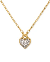 Kate Spade New York Cubic Zirconia Heart Pave Pendant Necklace, 16" + 3" extender