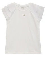 Guess Big Girls Short Sleeve T-Shirt with Chiffon Detail