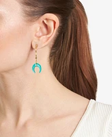 Simulated Turquoise Horn Double Mirror Link Linear Drop Earrings