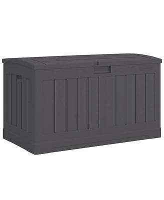 Suncast 50 Gallon Medium Resin Outdoor Storage Deck Box with Lid, Peppercorn