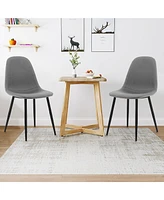 Gymax Dining Chairs Set of 4 Upholstered Fabric Chairs W/Metal Legs for Living Room