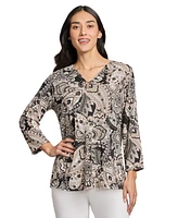 Jones New York Women's Printed Moss Crepe Top