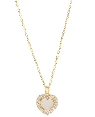 Rose Quartz (1/3 ct. t.w.) & White Topaz (1/4 ct. t.w.) Heart Pendant Necklace in 14k Gold Over Sterling Silver, 18"