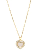 Rose Quartz (1/3 ct. t.w.) & White Topaz (1/4 ct. t.w.) Heart Pendant Necklace in 14k Gold Over Sterling Silver, 18"