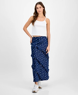 And Now This Women's Midi Ruffle Slip Skirt