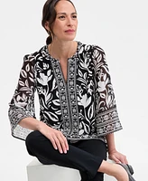 Jm Collection Women's Embellished Split-Neck Tunic, Exclusively at Macy's