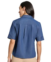 Jones New York Women's Short-Sleeve Chambray Top