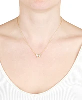 Crystal Multicolor Butterfly Pendant Necklace 14k Gold-Plated Sterling Silver, 16" + 2" extender