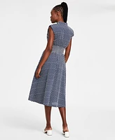 kensie Women's Embroidered Cotton Midi Dress