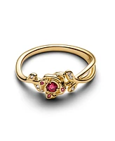 Pandora Gold-Plated Disney Beauty and Beast Rose Ring