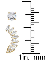 Macy's 2-Pc. Set Lab Grown White Sapphire (3/4 ct. t.w.) Round Stud & Climber Earrings in 14k Gold Over Sterling Silver