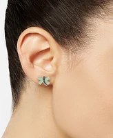 Marcasite & Jade Butterfly Stud Earrings in Sterling Silver