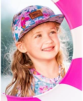 Deux par Deux Baby Girls Printed Cap White, Pink, And Green Flowers