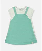 Deux par Big Girls Terry Cloth Dress Turquoise And Off-White