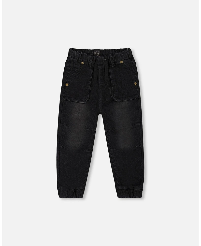 Deux par Big Boys French Terry Denim Jogger Pant Black Jeans