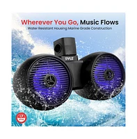 Pyle 6.5'' Marine Bluetooth Wakeboard Speaker System with Led Lights, 200W