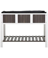 Slickblue Wooden 2-Level Elevated Raised Garden Planter Bed for Gardening and Outdoor Decor