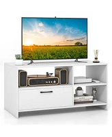 Gouun Modern Media Console Table with 3 Open Compartments and 1 Storage Drawer