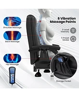 Gouun Massage Adjustable Executive Chair with Armrests and Retractable Footrest