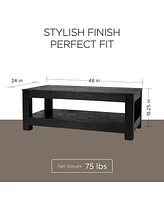 Maven Lane Paulo Wooden Coffee Table with Set of 2 Side Tables, Weathered Black