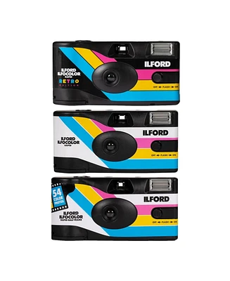 Ilford Ilfocolor Rapid Retro Single Use Camera (White, Black, Half Frame) 3 Pack