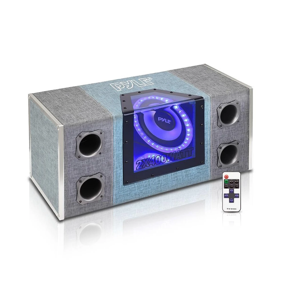 Pyle Dual Subwoofer Box System, 8'' Vented Enclosure, 800W Max, Led Lights