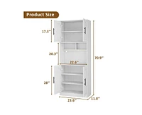 gaomon 71" Tall Kitchen Pantry Storage Cabinet, Kitchen Hutch Storage Cabinet with Led Lights, Freestanding Pantry Cabinet with Microwave Shelf