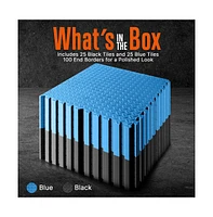 Squatz 50-Piece Puzzle Exercise Mat, Eva Foam Tiles, Blue/Black