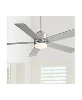 Casa Vieja 52" Grand Palm Modern Indoor Outdoor Ceiling Fan 5 Blade Led Light Remote Control Brushed Nickel Finish Silver Wood Blades Bedroom Patio Li