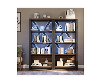 gaomon 5 Tier Bookshelf with Led Lights, Tall Bookcase with Open Display Shelves