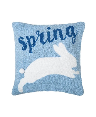 16" x 16" Spring Easter Bunny Hooked Accent Throw Pillow