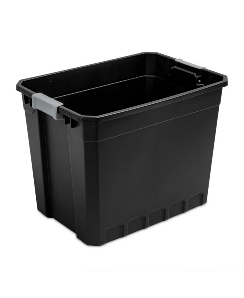 Sterilite 27 Gal Rugged Industrial Stackable Storage Tote w/ Lid, Black, 12 Pack