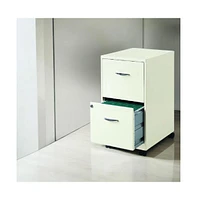 Slickblue 2-Drawer Pearl White Steel File Cabinet with Casters for Office Storage and Organization