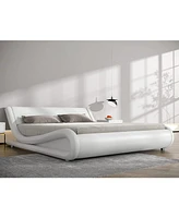 Slickblue Faux Leather Upholstered Platform Bed Frame with Headboard