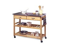 Slickblue Stainless Steel Kitchen Cart with Utility Table and Locking Wheels for Easy Mobility