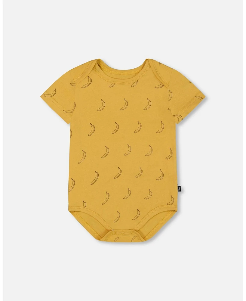 Deux par Baby Boys Cotton Onesie Printed Yellow Bananas