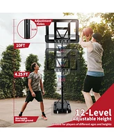 Kuyotq Adjustable Portable Basketball Hoop Stand with Shatterproof Backboard Wheels