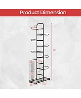 Kuyotq Metal Basketball Holder with 7 Removable Hanging Rods and Side Ball Basket