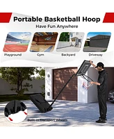 Kuyotq Portable Outdoor Basketball Hoop 6.9-8.5 Ft Adjustable with Fillable Base Shatterproof Pc Backboard