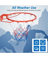 Kuyotq 18 Inch Basketball Rim Goal Replacement with All Weather Net and Mounting Hardware