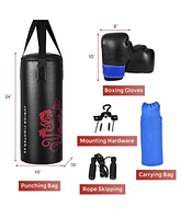 Kuyotq 2 Feet Kids Gloves Skipping Rope Boxing Set