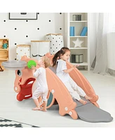 Kuyotq 3-in-1 Kids Slide Rocking Horse Set Convertible Toddler Slide with Basketball Hoop