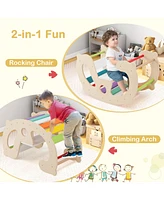 Kuyotq 2-in-1 Rocking Horse Arch for Kids Montessori Climbing Toys with Arch Climber