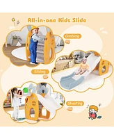 Kuyotq Foldable Slide with Basketball Hoop and Buffer Zone for Kids Aged 3+ Years Old