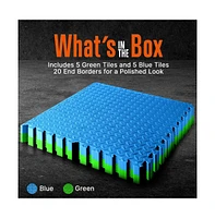 Squatz 10-Piece Puzzle Exercise Mat, Eva Foam Tiles, Non-Skid, Blue/Green