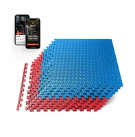 Squatz 10-Piece Puzzle Exercise Mat, Eva Foam Tiles, Red/Blue