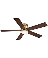 Casa Vieja 52" Grand Palm Modern Indoor Outdoor Ceiling Fan 5 Blade Led Light Remote Control Soft Brass Finish Brown Walnut Finish Blades Bedroom Pati