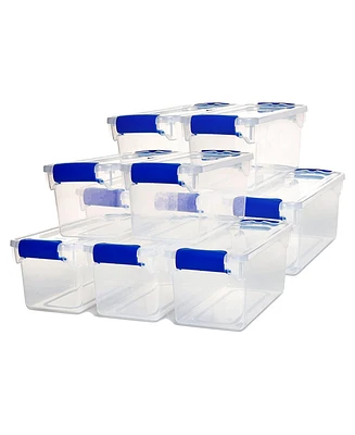 Homz 7.5 Quart Secure Latching Clear Plastic Stackable Storage Container,10 Pack