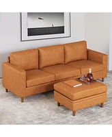 gaomon Storage Ottoman Module for Modular Sectional Sofa, Square Ottoman Module for Sectional Sleeper Sofa, Brown