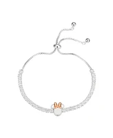 Disney Mother of Pearl Minnie Mouse Cubic Zirconia Adjustable Bolo Bracelet